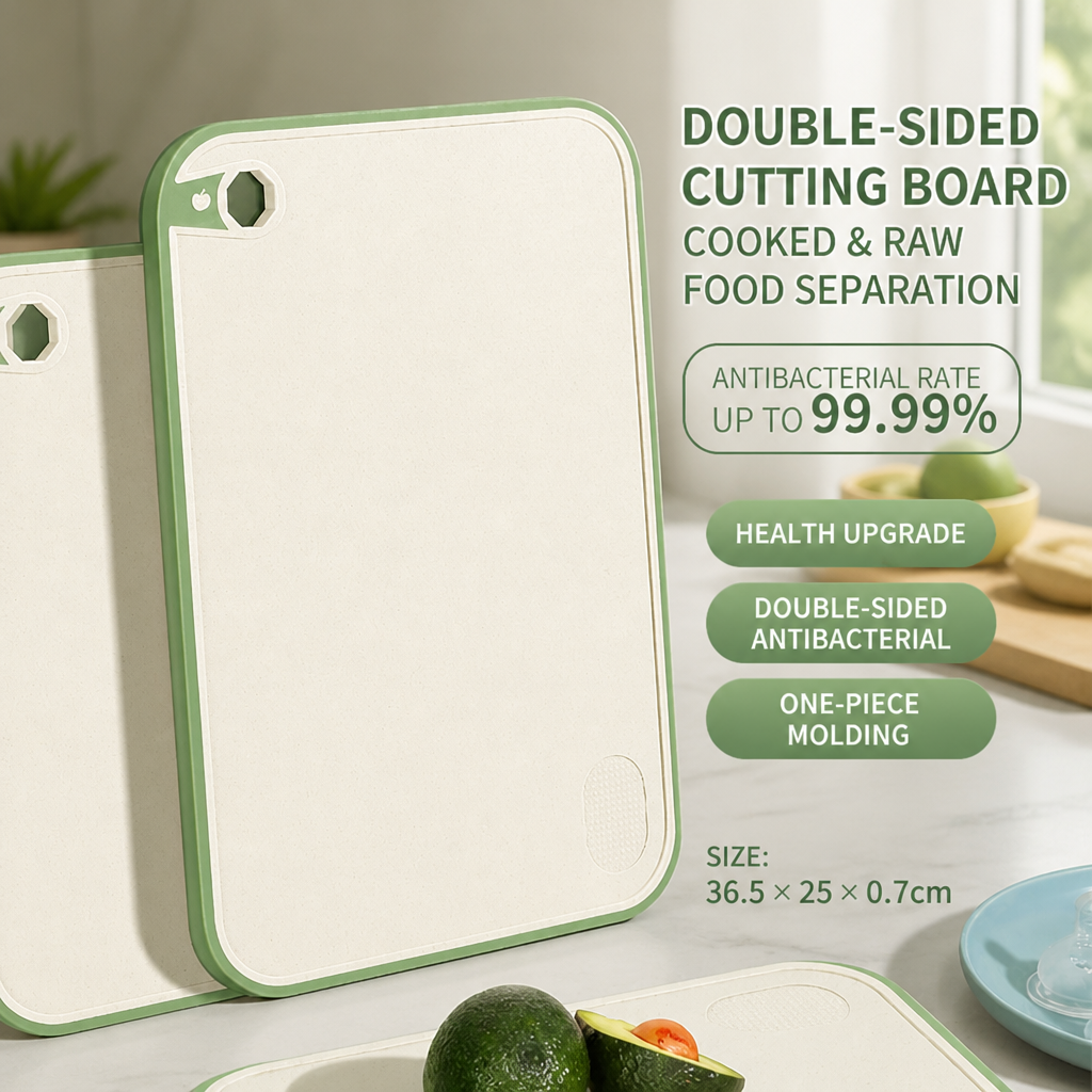 Green Thick Plastic Cutting Board Double Sided Non Slip Chopping Board