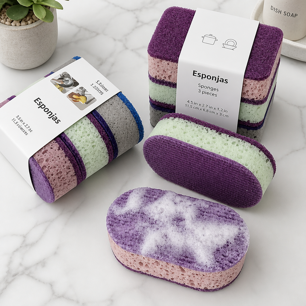 High Density Kitchen Cleaning Sponges Thick Absorbent Dishwashing Scrub Pads
