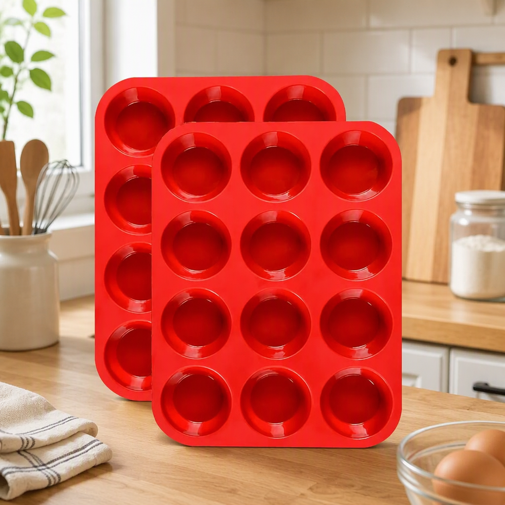 12 Cavity Silicone Bread Baking Mold for Mini Cakes and Pastries