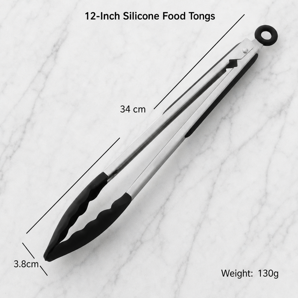 Heat Resistant Silicone Food Tongs for BBQ Grilling and Cooking