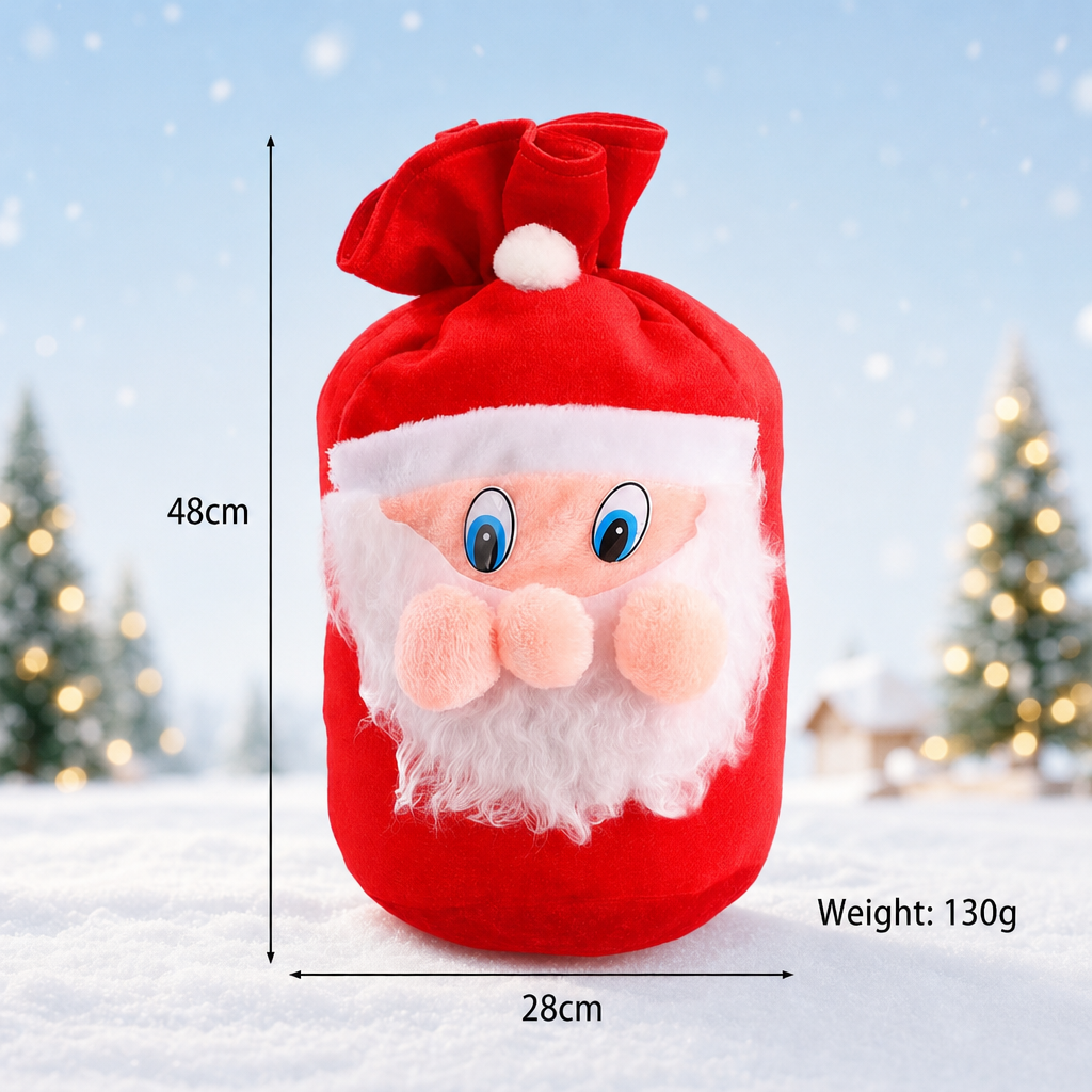 Plush Santa Claus Christmas Gift Bag with Drawstring