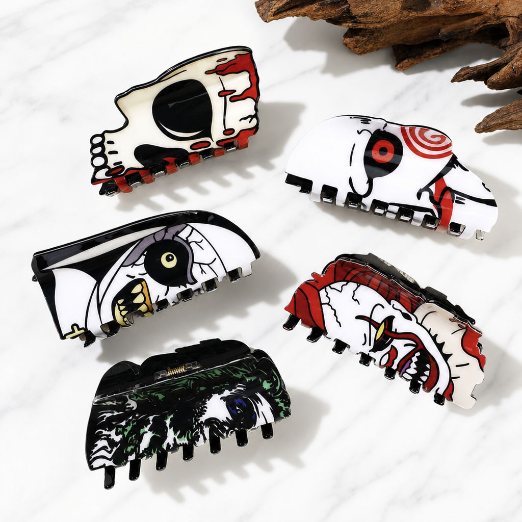 Halloween Spooky Face Acetate Hair Claw Clip for Women