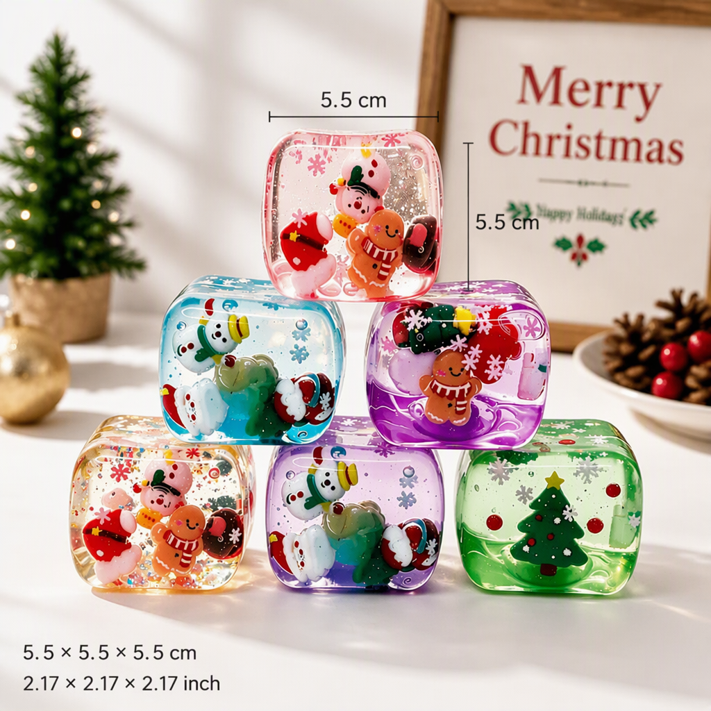 Christmas Slow Rising Squishy Cube Toy Cute Holiday Character Stress Relief Squeeze Toy