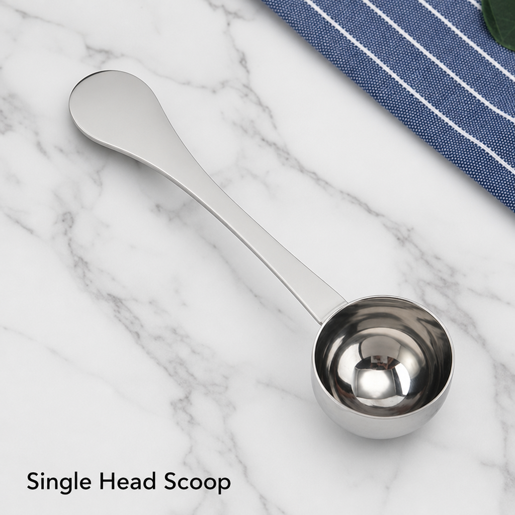Long Handle Stainless Steel Coffee Measuring Spoon, Single Head Coffee Scoop