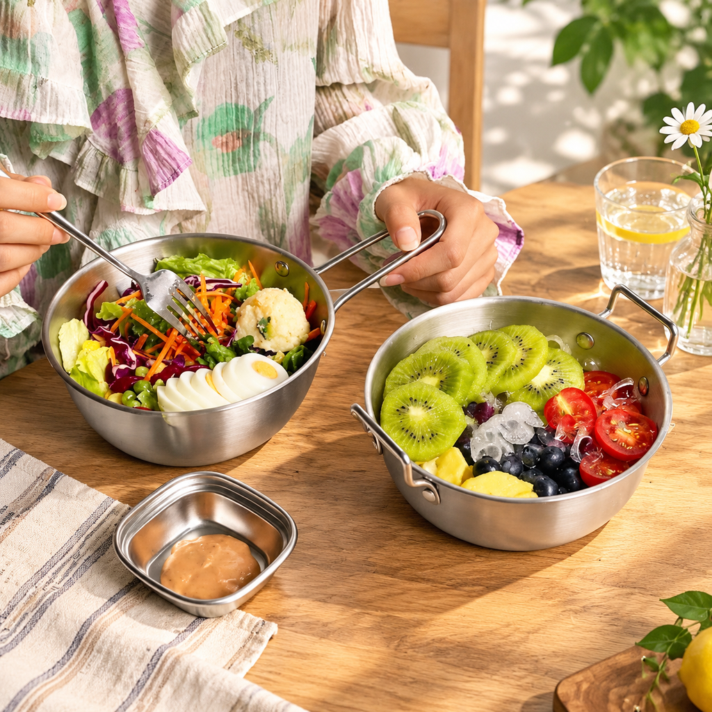 Large Stainless Steel Noodle Bowl with Handles