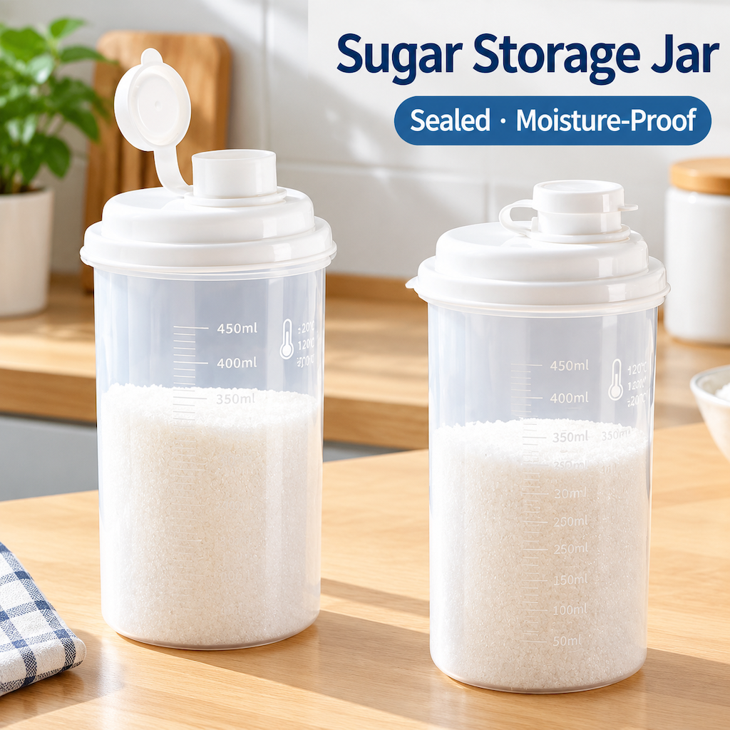 Food Grade Plastic Sugar Storage Jar with Airtight Lid