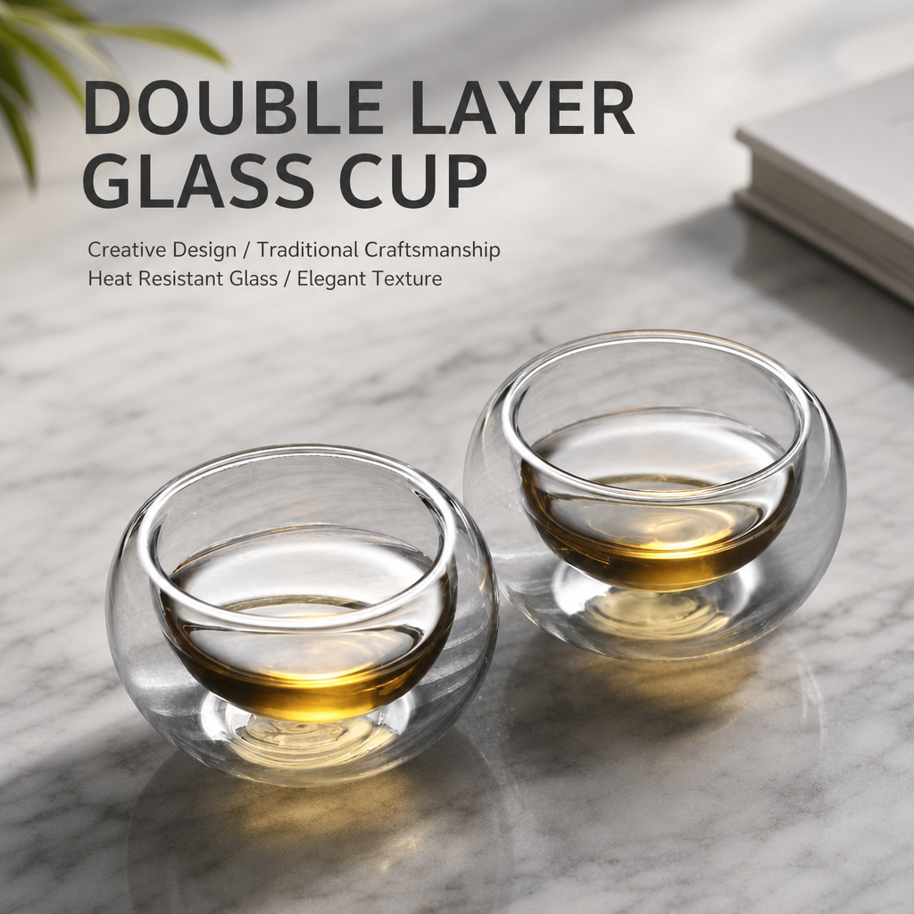 Double Wall Borosilicate Glass Tea Cup Heat Resistant