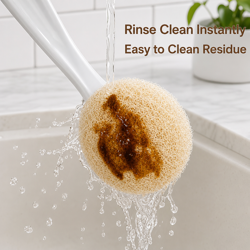 Natural Loofah Long Handle Pot Scrubber Brush