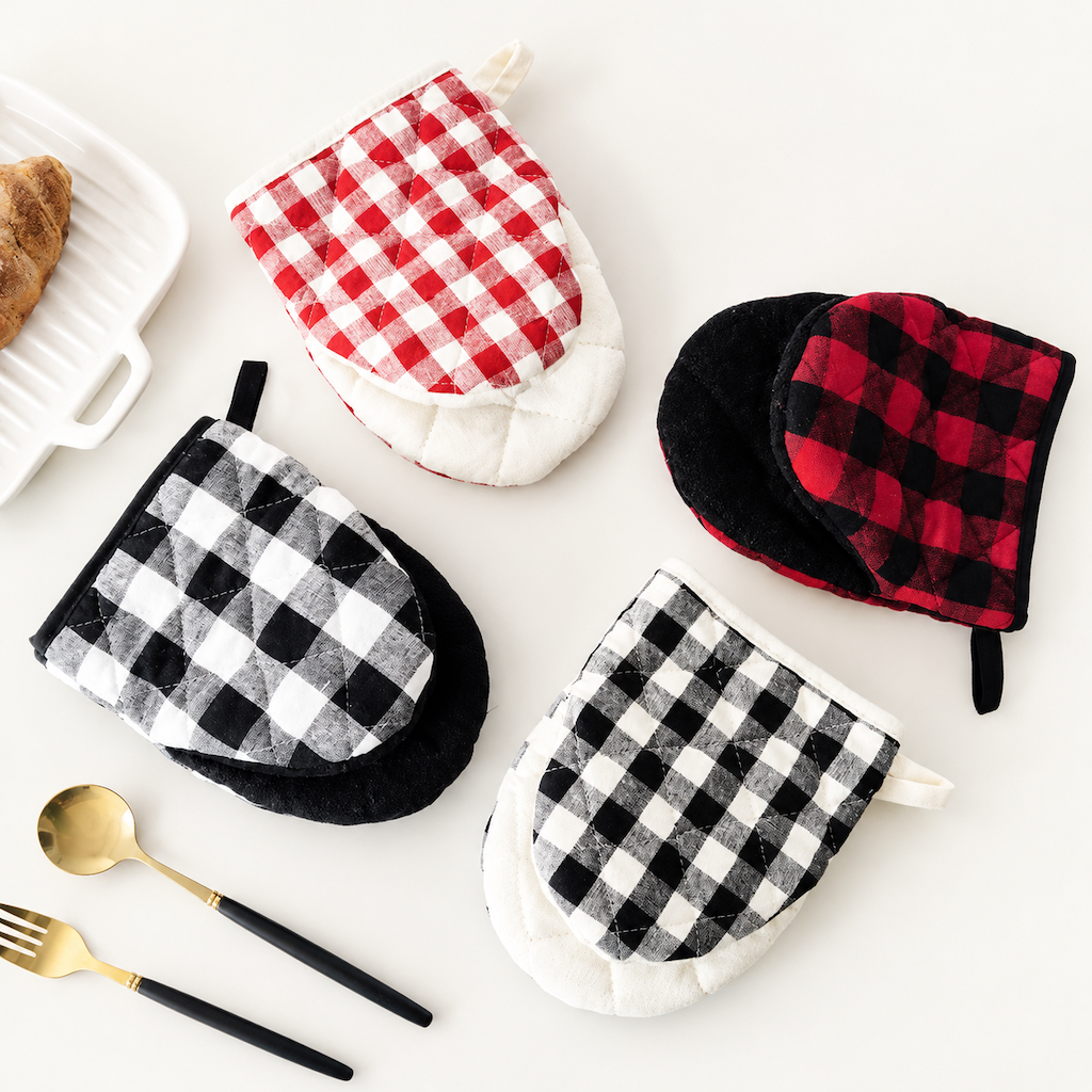 Plaid Heat Resistant Oven Mitt Kitchen Cooking Glove