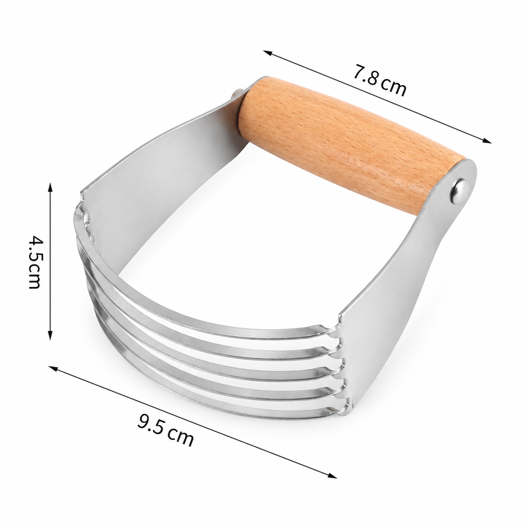 Wood Handle Stainless Steel Pastry Blender Dough Cutter