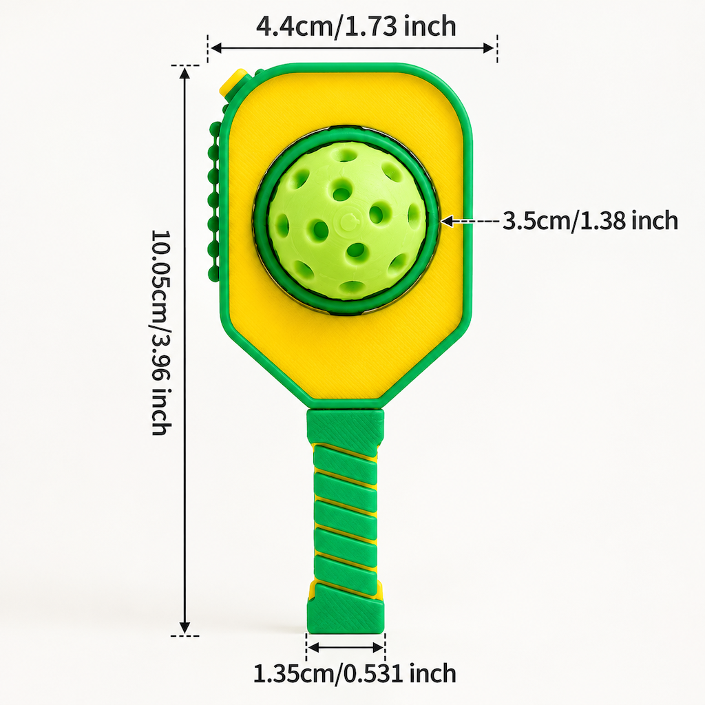 3D Printed Spinning Pickleball Keychain PLA Sports Bag Charm