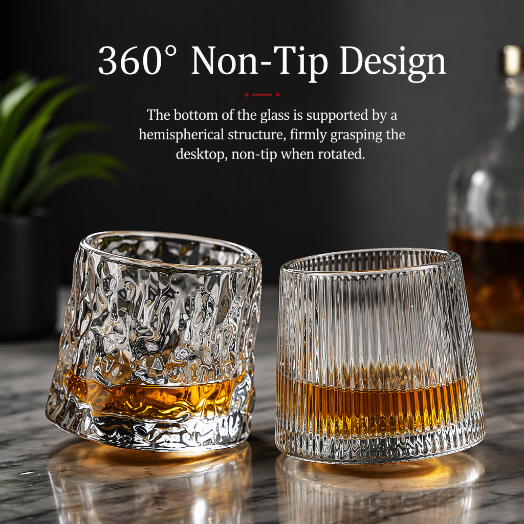 360 Degree Rotating Glass Crystal Style Cup