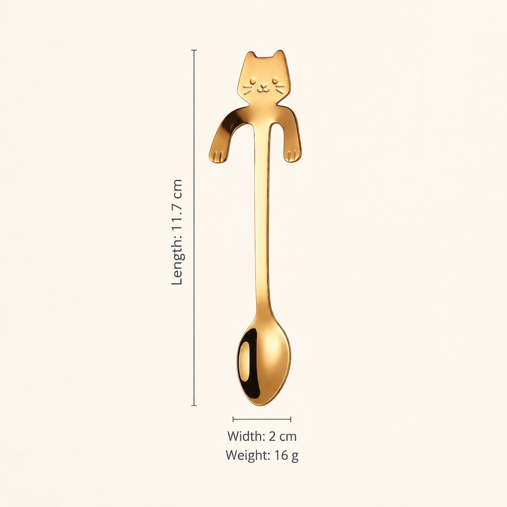 Cute Cat Coffee Spoon, 304 Stainless Steel Hanging Mug Spoon