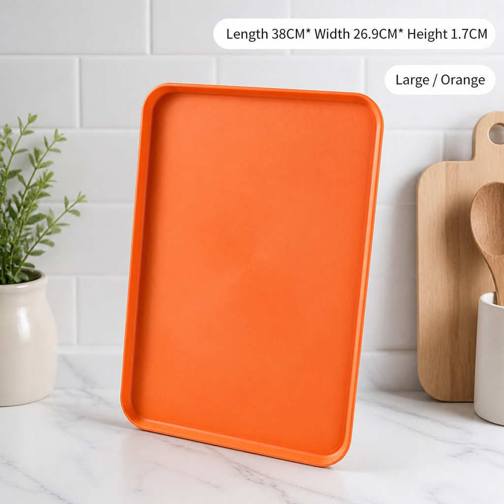 Wheat Straw Plastic Large Rectangular Serving Tray BBQ Food Display Plate
