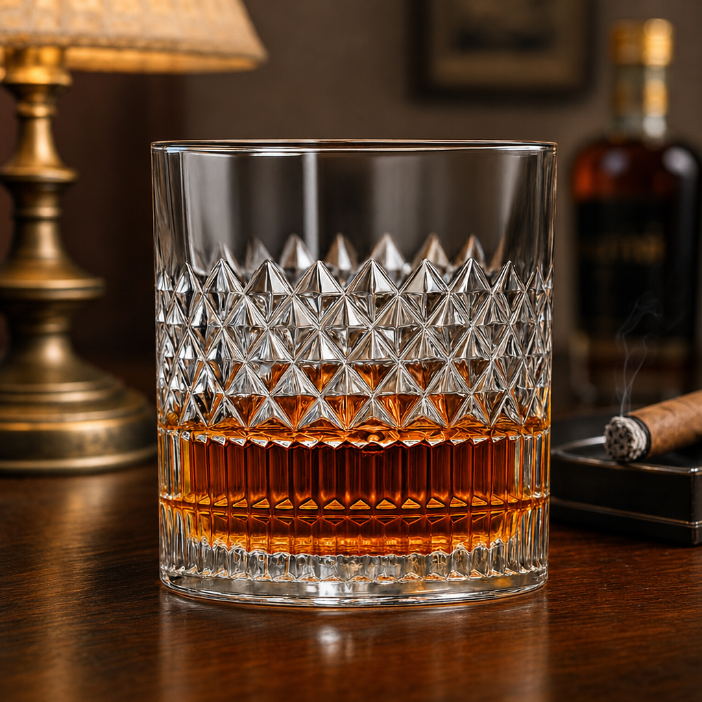Embossed Crystal-Style Whiskey Glass