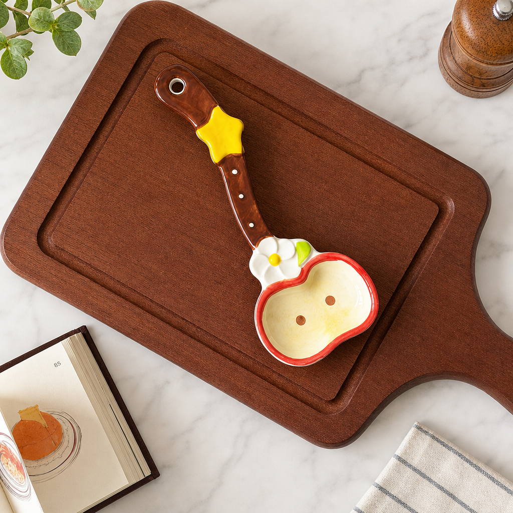 Cute Ceramic Dessert Spoon Colorful Cartoon Fruit and Flower Design Cream Stirring Spoon