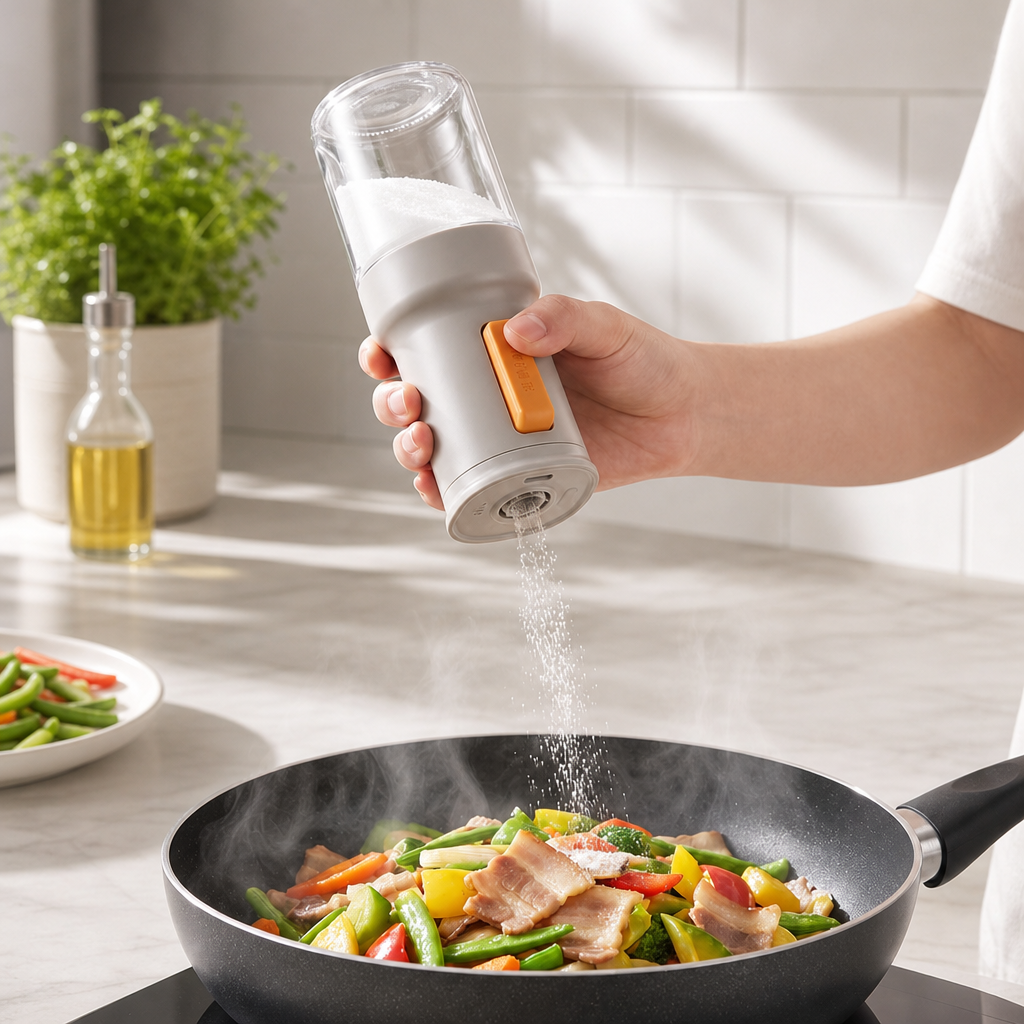 Press Type Seasoning Dispenser Glass Spice Jar