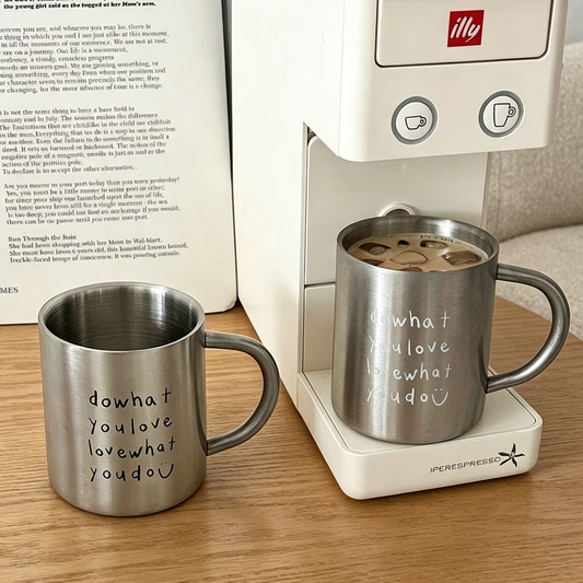 Korean Style 304 Stainless Steel Mug โ Minimalist Metal Coffee Cup for Home, Office & Daily Use
