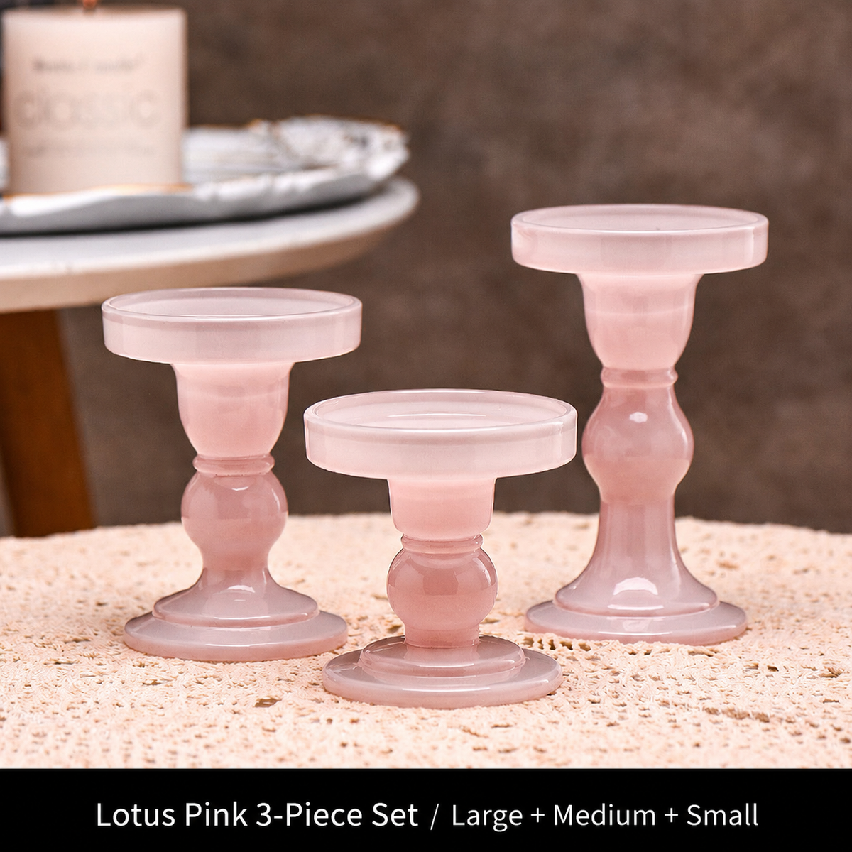 Glass Candle Holder Set, Set of 3 Pedestal Candle Stands