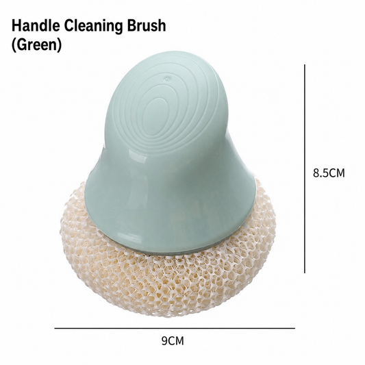 Handheld Pot Cleaning Brush โ PP Kitchen Scrubber with Round Scouring Pad