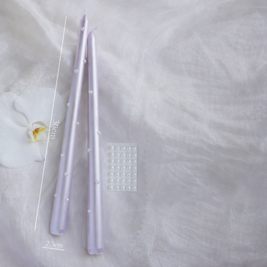 12” Pearl Taper Candles, Smokeless Soy Blend – Set of 2