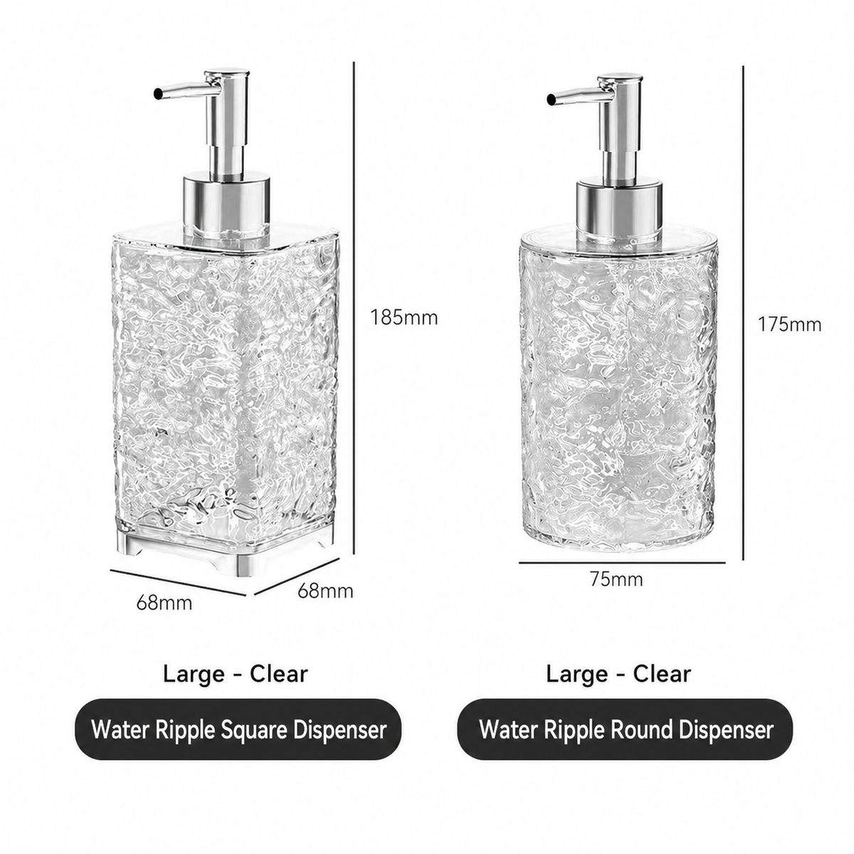 Water Ripple Pump Bottle, Wave Texture Refillable Cosmetic Dispenser Bottle, Bathroom Lotion Shampoo Container