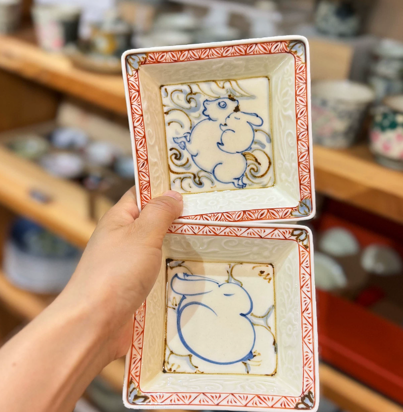 Crimson Harmony Square Tea Tray