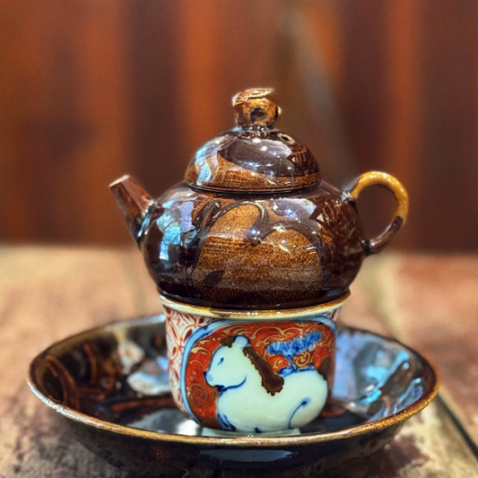 Lucky Rabbit Amber Glaze Teapot Set