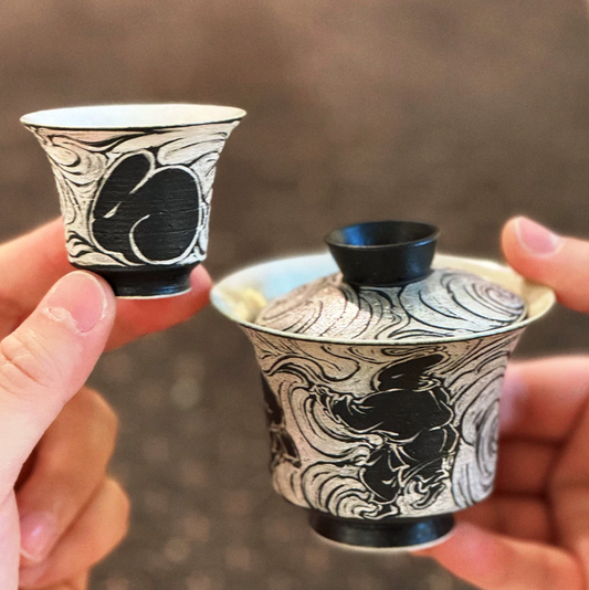 Silver Shadow Black Glaze Gaiwan