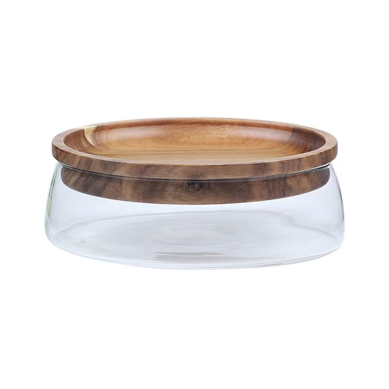 Double Layer Glass Storage Jar with Acacia Wood Lid