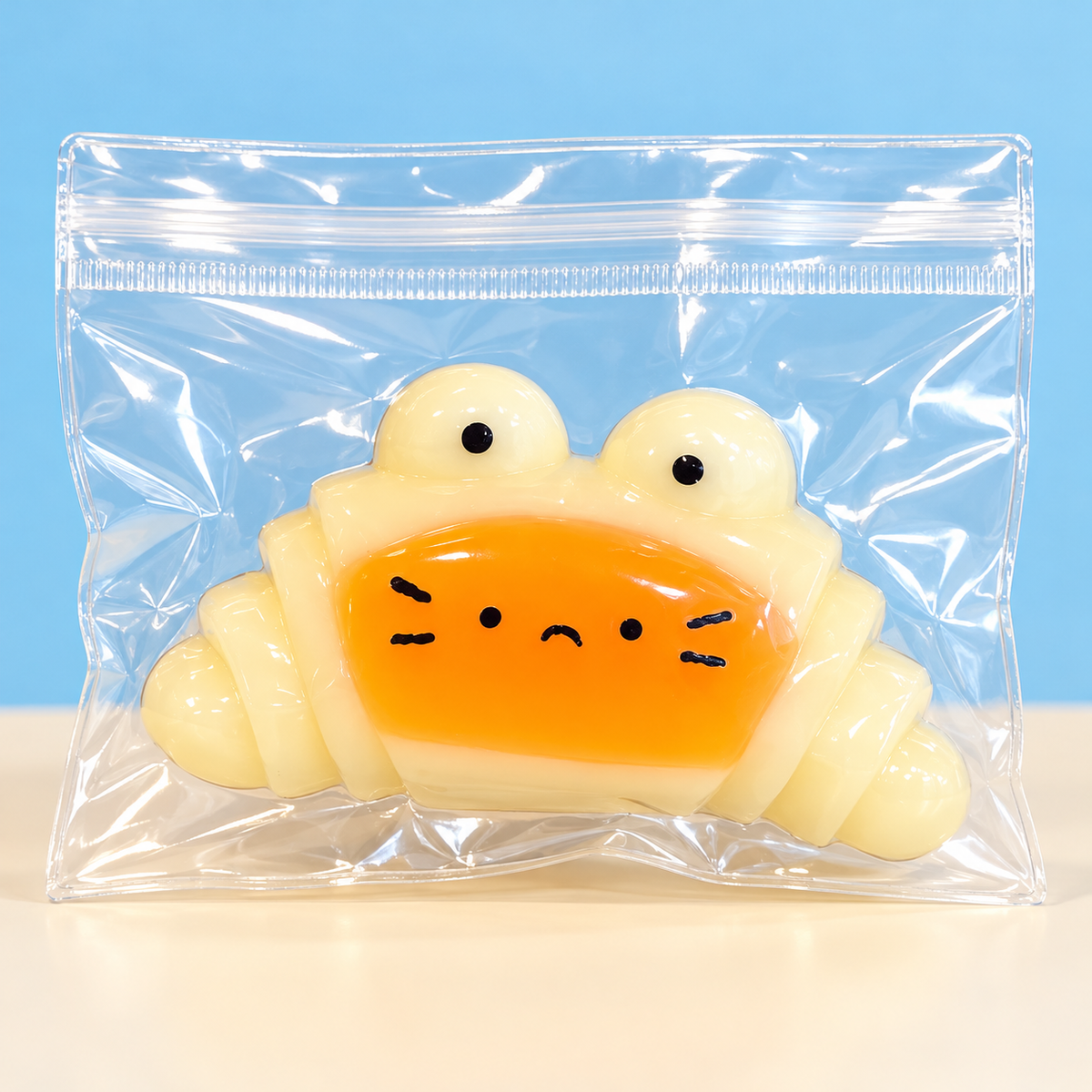 Cute Crab TPR Squishy Fidget Toy in Cream Yellow and Orange
