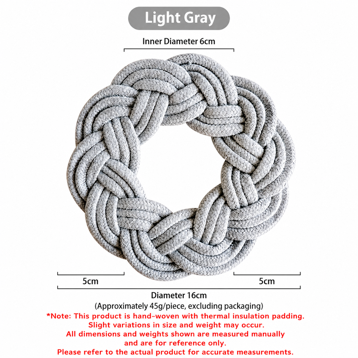 Woven Cotton Rope Placemat, Wreath Style Heat-Resistant Table Mat
