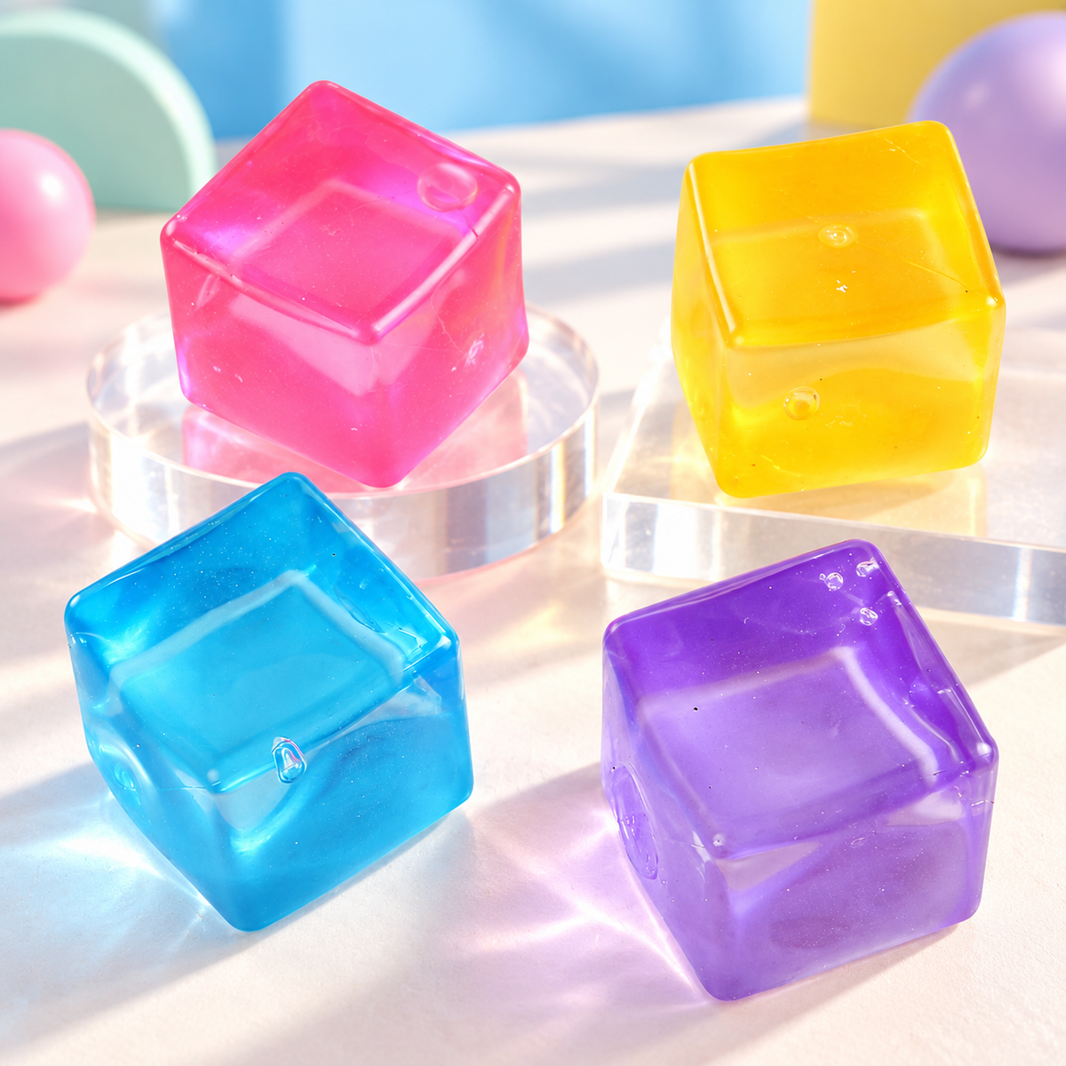 Cube Squeeze Ball Toy – Soft Gel Stress Relief Fidget Toy