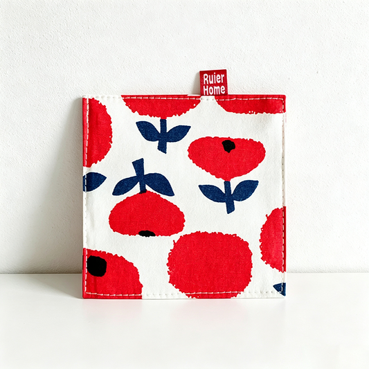 Floral Fabric Coaster โ Square Polyester Cup Mat for Dining Table & Kitchen Decor