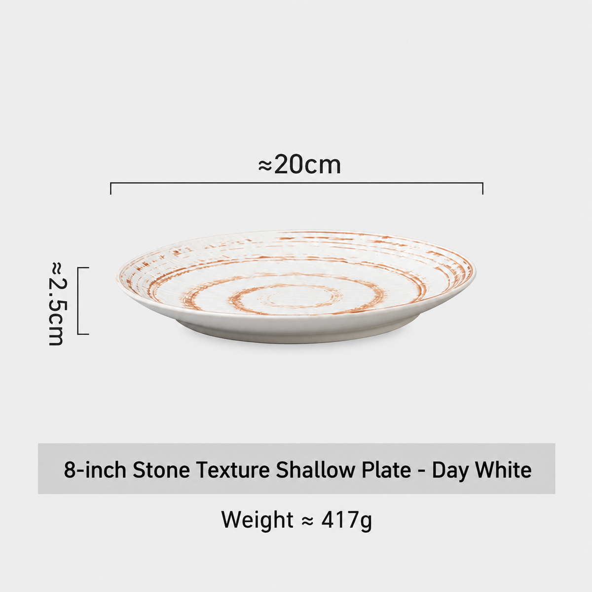 Stone Texture Ceramic Dinner Plate, Matte Shallow Serving Dish