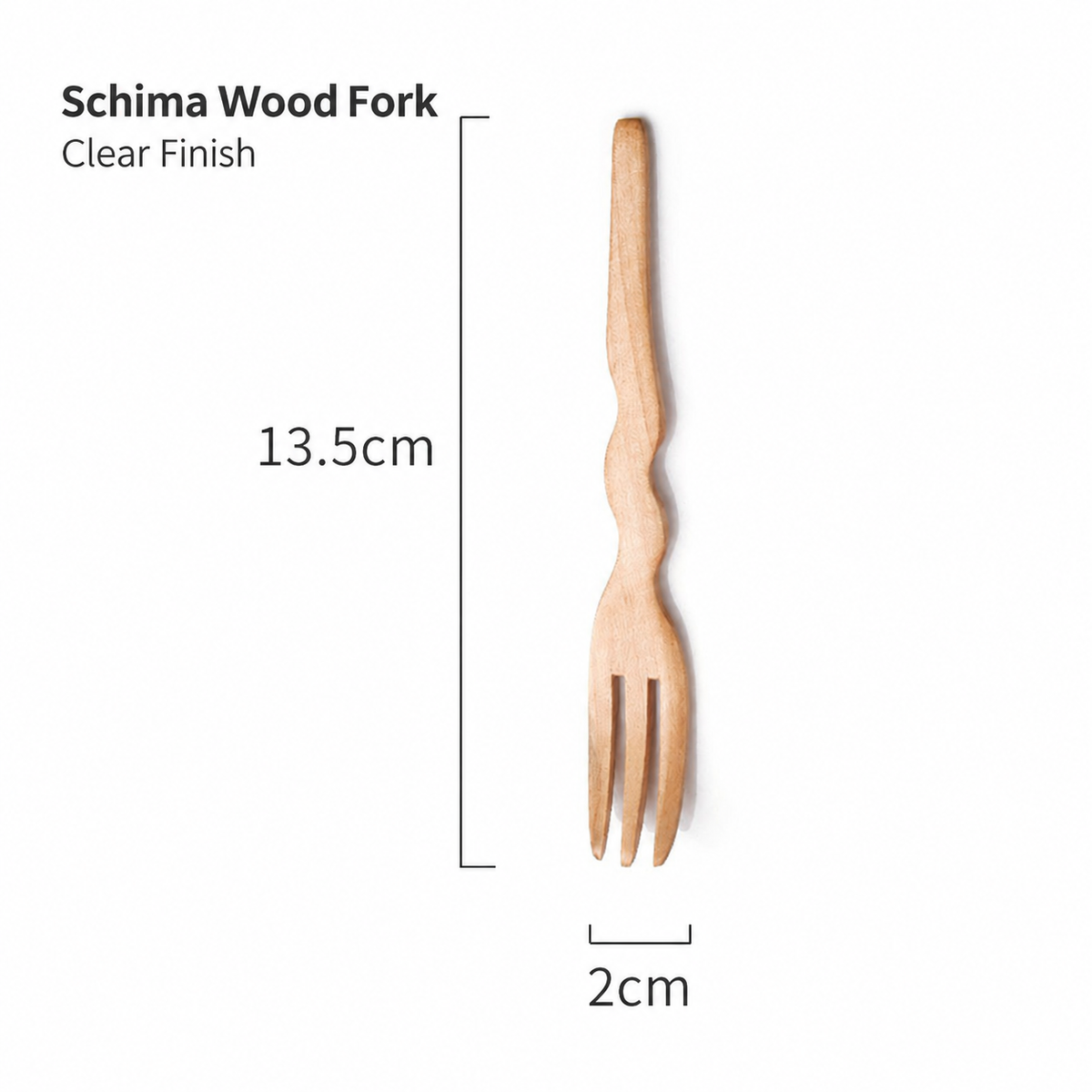 Wooden Dessert Fork and Spoon with Curved Handles in Two Finishes