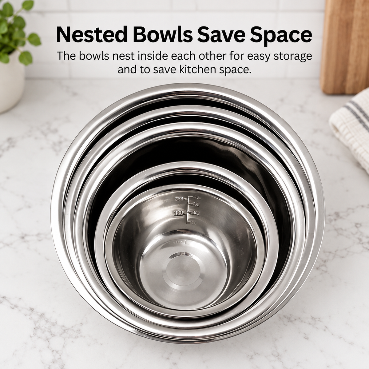Thickened Stainless Steel Mixing Bowl Stackable Kitchen Prep Bowl