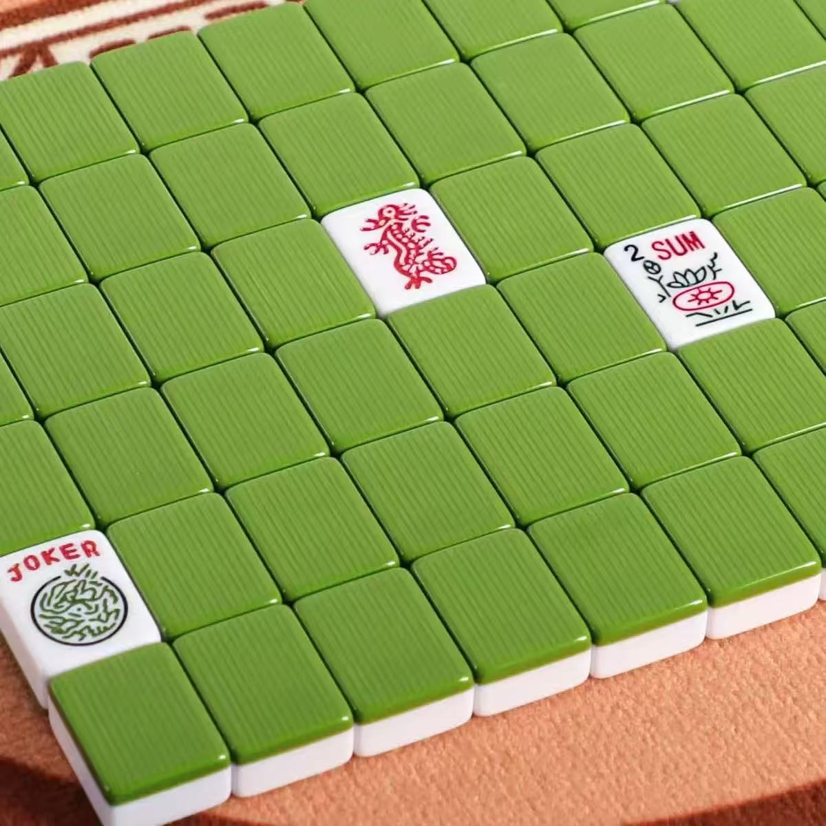 Melamine Mahjong Tiles with Colored Backs for Tabletop Games