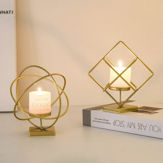 Creative Iron Candleholder, Cube Globe Irregular Sculpture