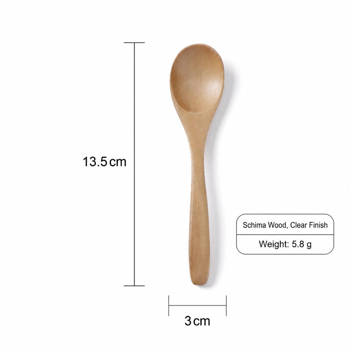 Natural Wood Dessert Spoon with Plain or Cord Wrapped Handle
