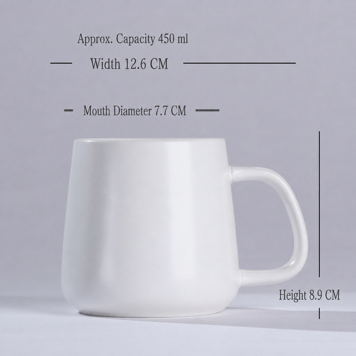 Ceramic Coffee Mug – 450ml Minimalist Glossy Coffee & Tea Cup with Handle