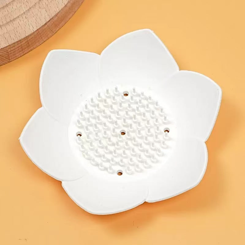 Lotus Shape Silicone Soap Dish Drain Tray