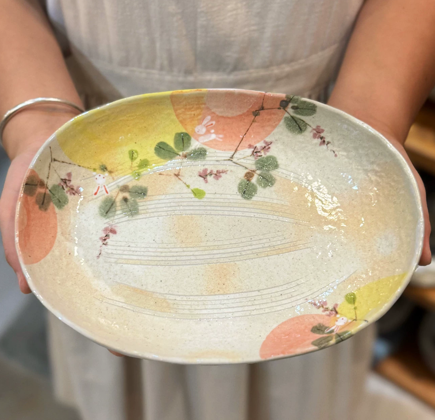 Mountain Rabbit Rustic Oval Serving Plate