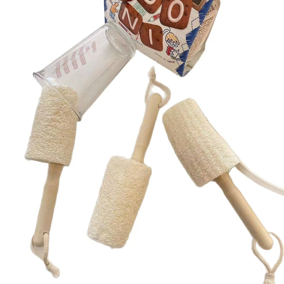 Loofah Dish Brush with Wooden Handle