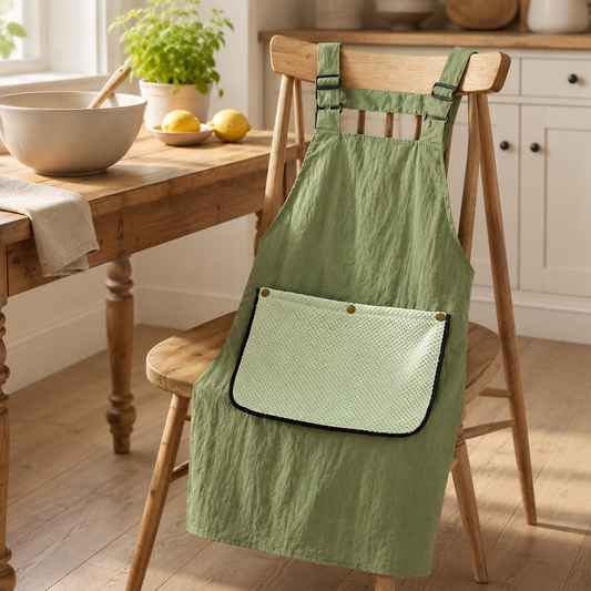 Adjustable Cross Back Apron with Pocket โ Polyester Kitchen Apron for Women, Lightweight Work Apron for Cooking, Baking, Gardening & Crafts