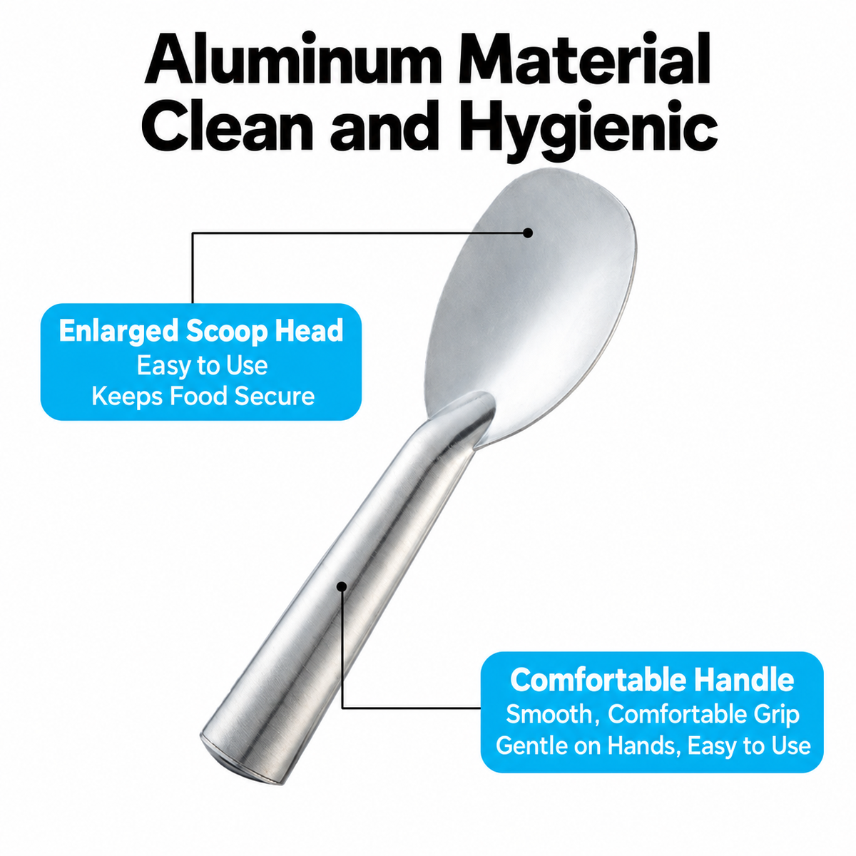 Aluminum Ice Cream Scoop, One Piece Metal Gelato Spoon