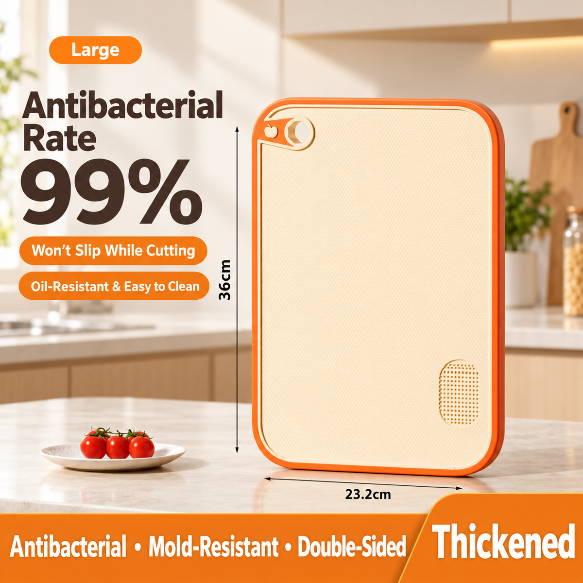 Thick Plastic Cutting Board Double Sided Non Slip Kitchen Chopping Board