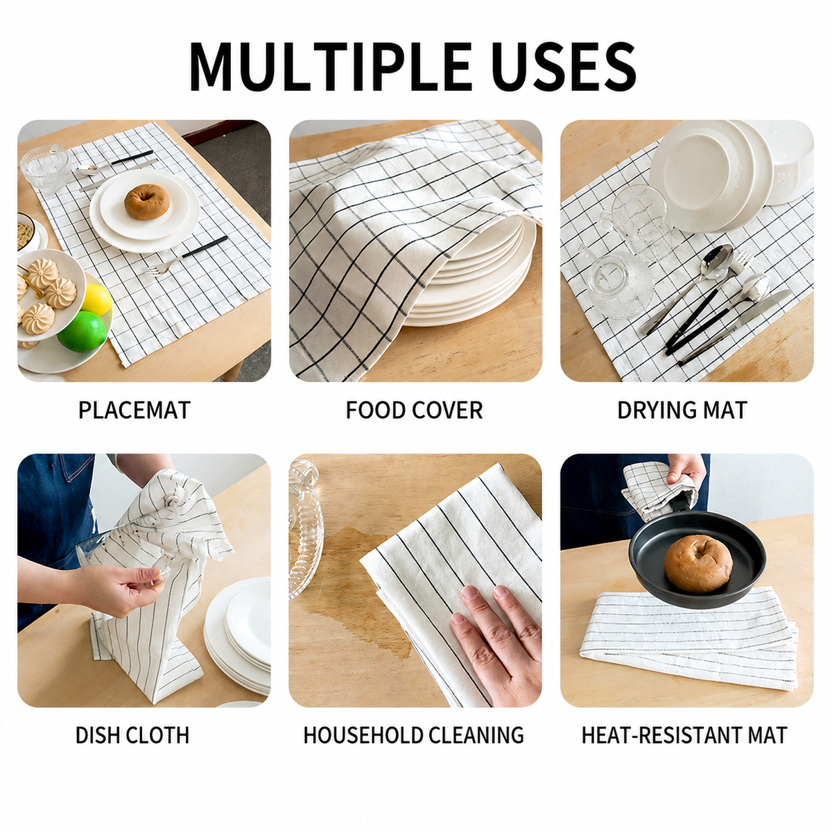 Nordic Black Kitchen Towel, Food Photography Backdrop Cloth