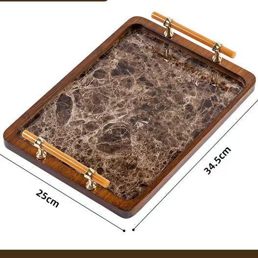 Bamboo Tea Tray with Handles Serving Tray