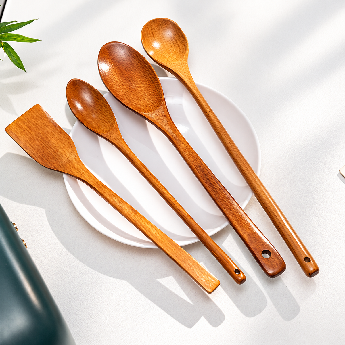 Long Handle Wooden Cooking Spatula Natural Wood Stirring Mixing Kitchen Utensil